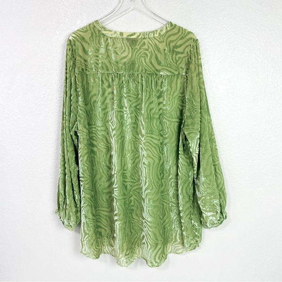Torrid Green Velvet Burnout Pullover Long Sleeve Blouse Size 3X - Picture 4 of 8